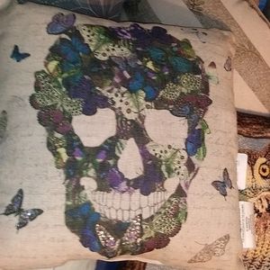 Butterfly skull pillow